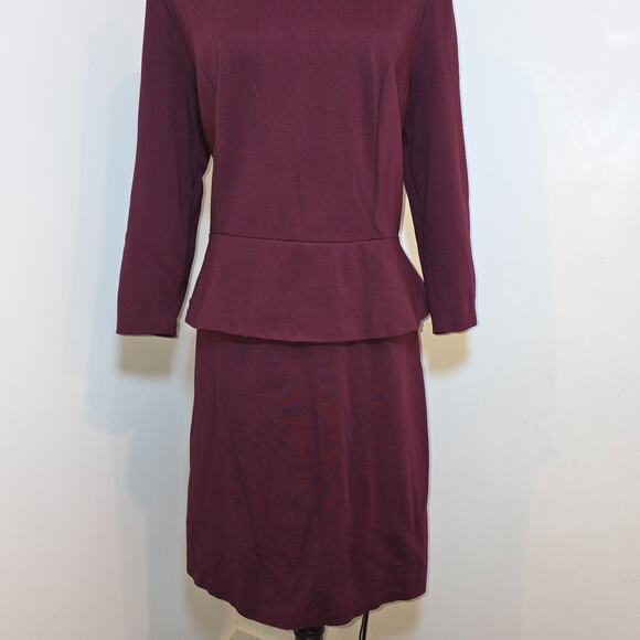 Talbots Peplum Burgundy Dress 3/4 Sleeve Size 16 USA XL - Picture 6 of 9